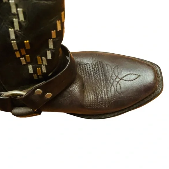 Golden Goose Deluxe Brand Leather Boots with silver Studded Butterfly Vero Cuoio - Picture 8 of 15